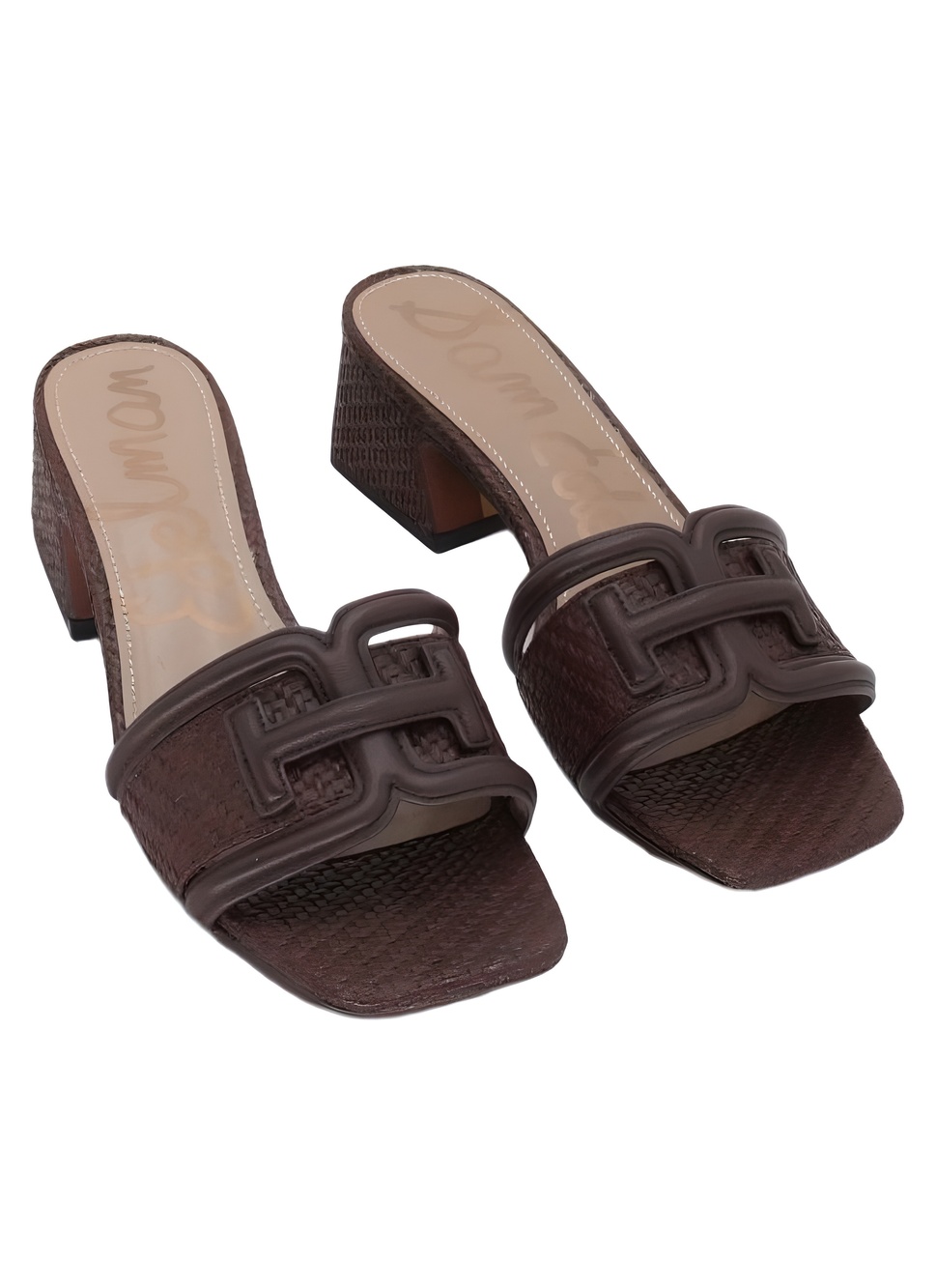 Sam Edelman Waylon Womens 2.5" Block Heel Slide Sandals Bourbon Weave Size 9M